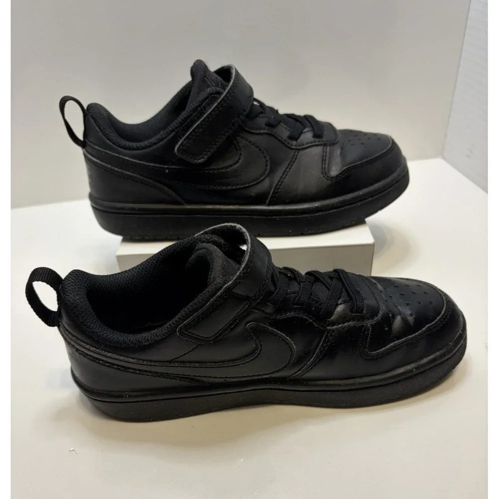 Nike Court Borough Shoes Youth 1Y Black Hook & Loop Strap Sneakers DV5457-002 - Picture 3 of 11